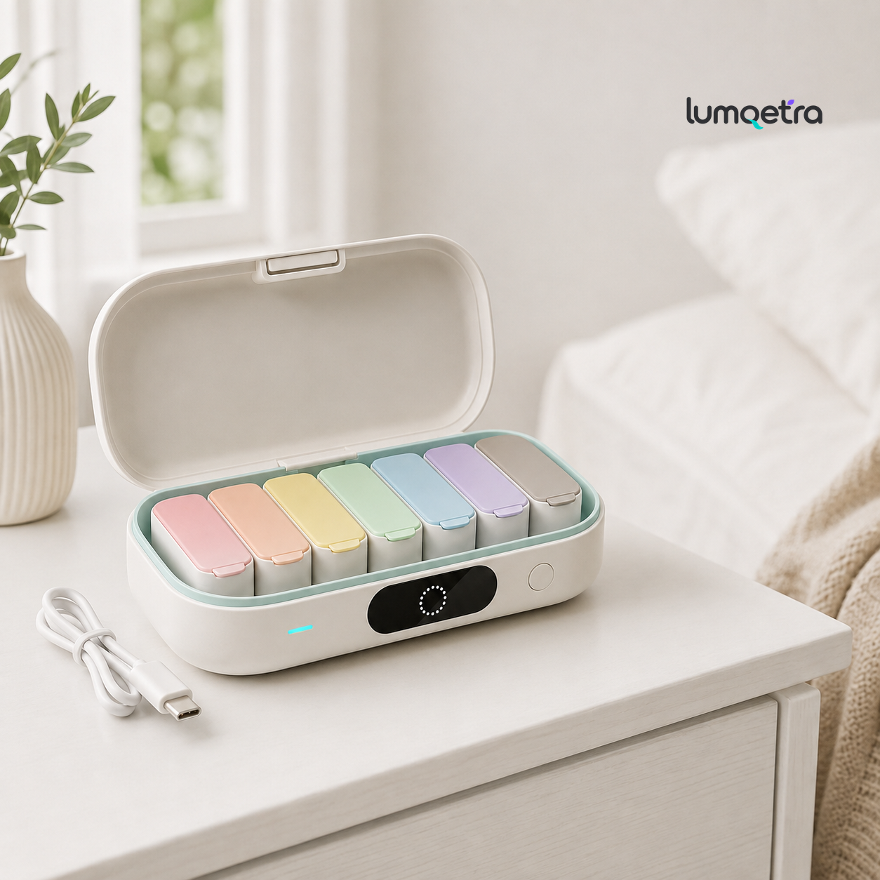 LUMQETRA product in a home setting